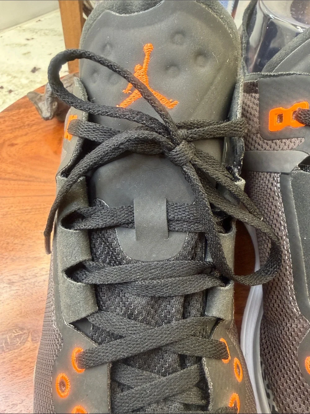 Jordan 88 Racer “Fear” Sneakers with Orange Accents and Grey Elephant Print
